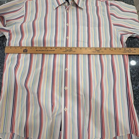 Scott Barber 100% Cotton Striped Button-Up Shirt (Size L) - Picture 7 of 9